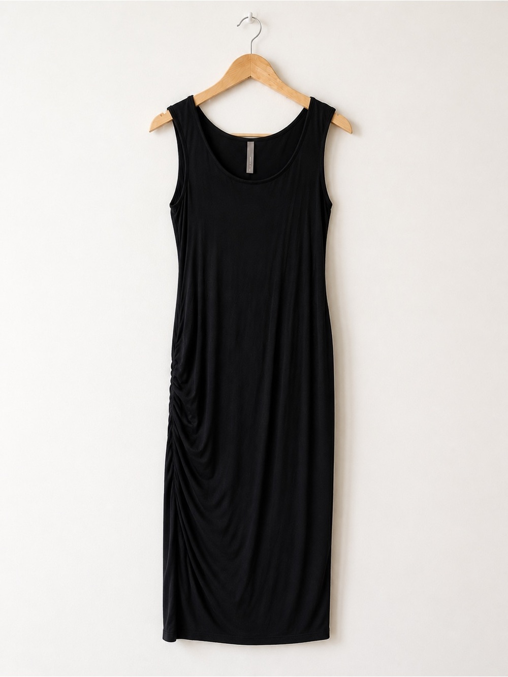 Thyme Maternity Black Sleeveless Maxi Dress with Side Ruching